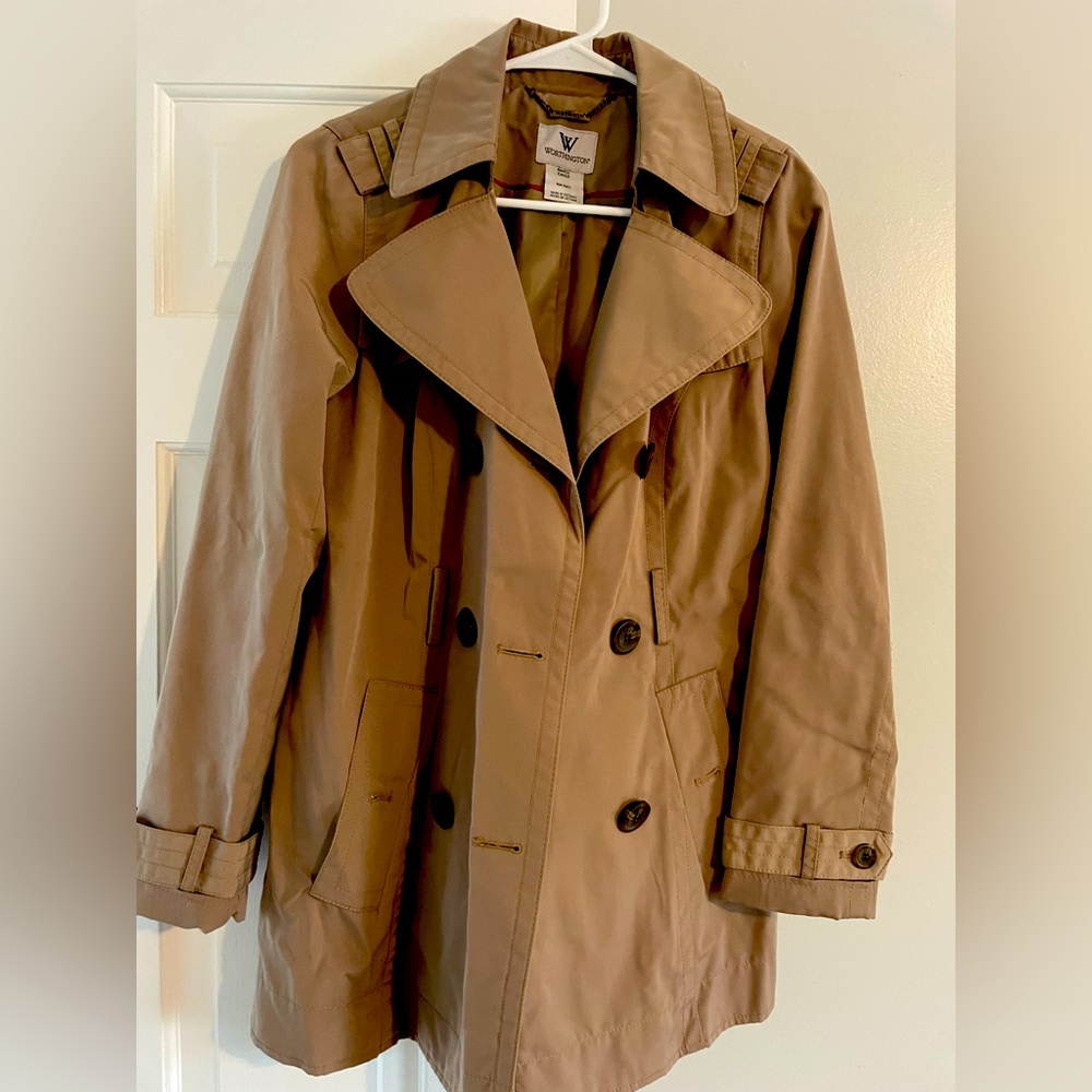 Worthington waist length trench/pea coat- brown, Women’s small (no belt)
